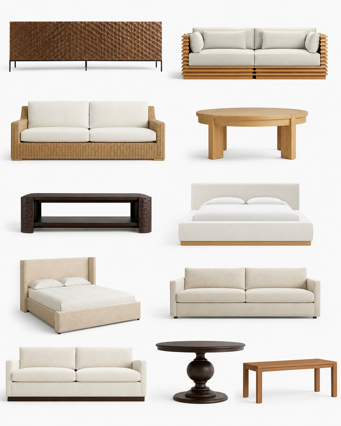 Neutral tones, natural textures, and timeless furniture pieces made for a warm, elevated home 🤍 This mood board brings together cozy sofas, statement tables, soft upholstered beds, and relaxed outdoor seating for an effortlessly collected look. 

 #LTKStyleTip #FurnitureInspo #HomeInspo #NeutralInteriors #CozyHome #ModernHome #InteriorStyling #HomeFinds #DecorInspo #LTKOver40 #LTKHome #LTKSaleAlert