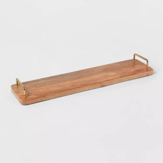 20" Mango Wood Serving Board with Gold Metal Handles - Threshold™ | Target
