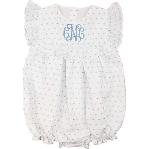 Blue Swiss Dot Ruffle Bubble - Shipping Mid-May | Cecil and Lou