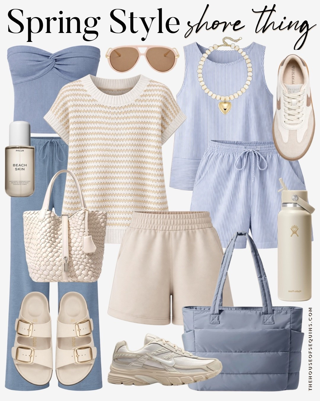 Shop Amazon spring outfits, casual beach vacation outfits, plus size fashion, matching sets, Birkenstock sandals look for less, Nike sneakers, beaded necklace, designer sunglasses look for less