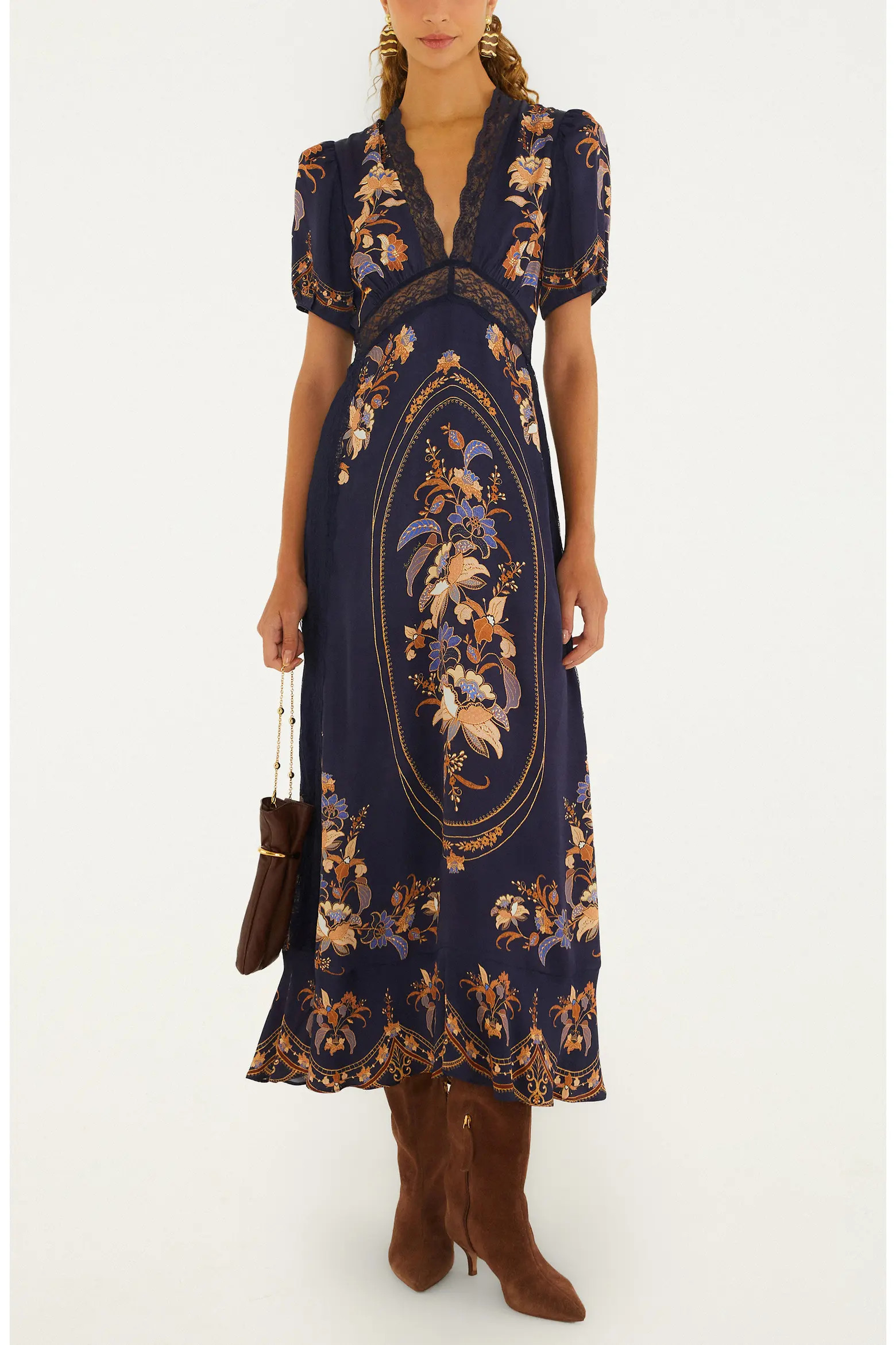 FARM Rio Lara Print Lace Trim Maxi Dress (Women) | Nordstrom | Nordstrom