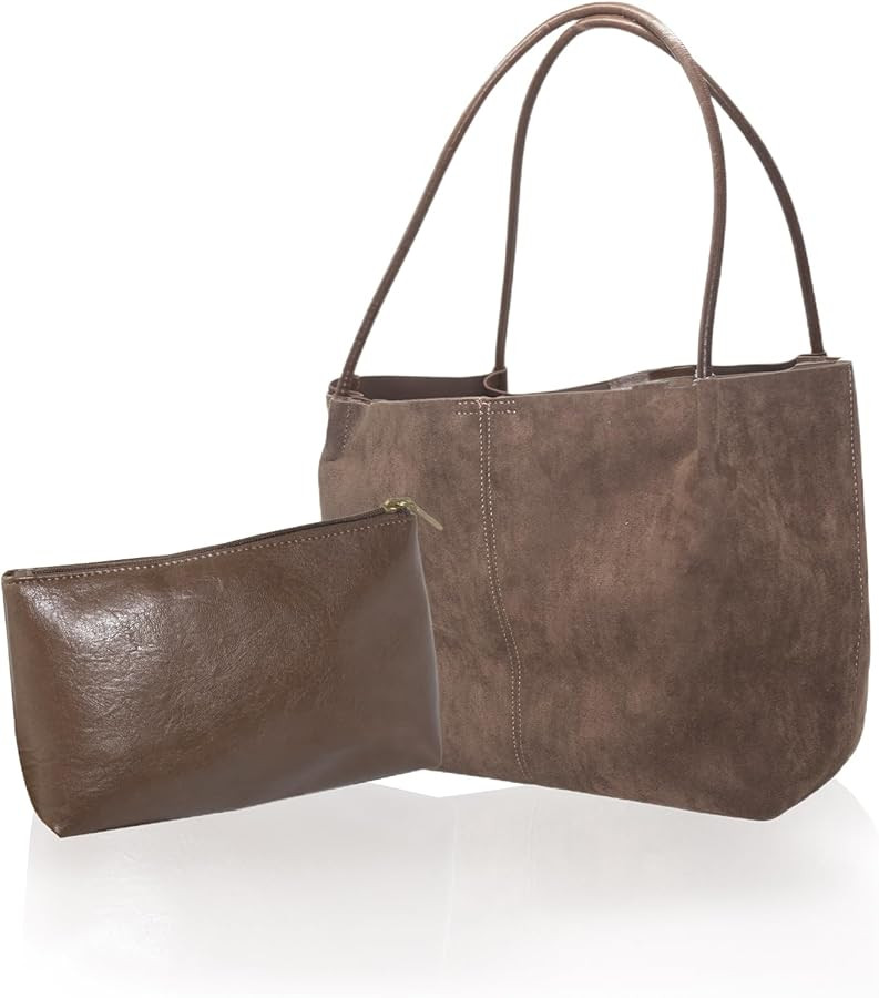 Premium Suede Tote Bag for Women with Large Capacity, Soft Suede Shoulder Bag, Suede Hobo Bags. | Amazon (US)