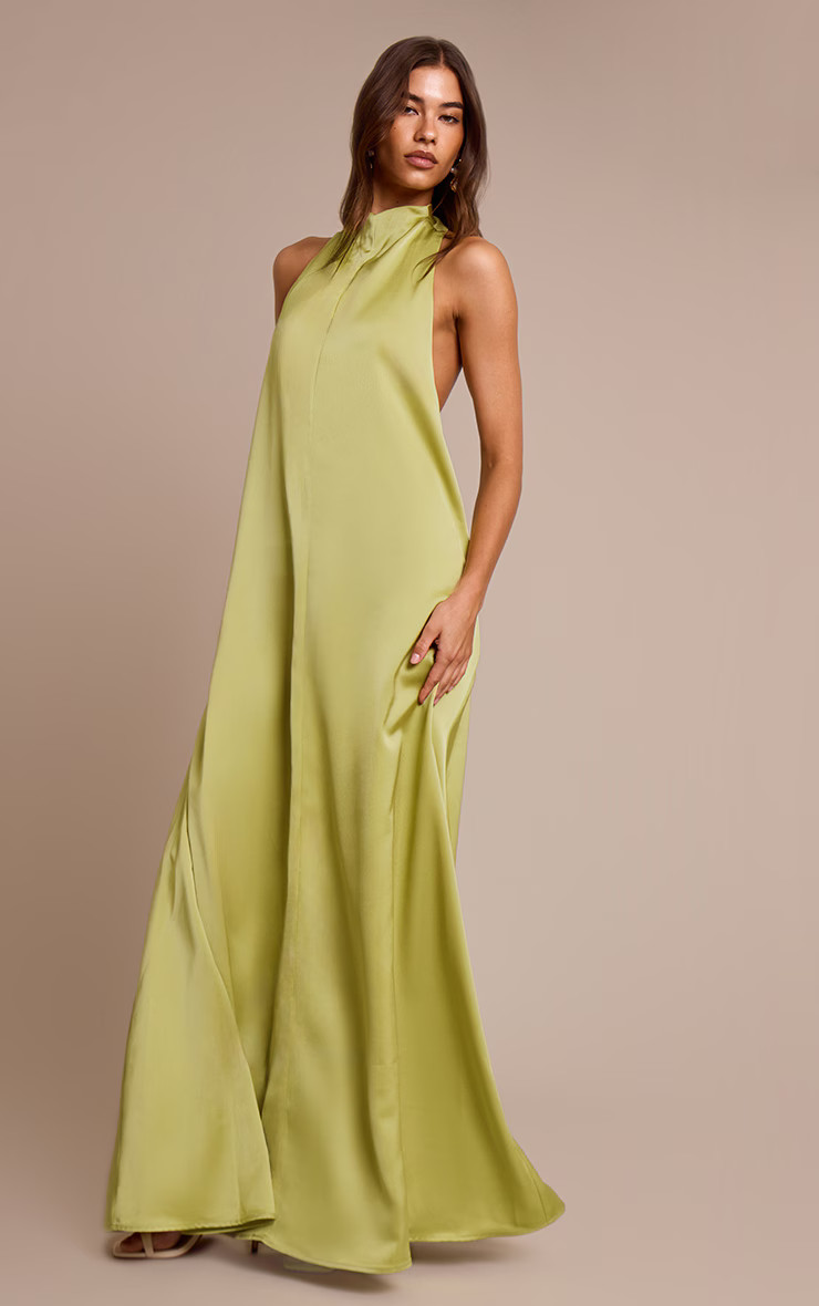 Chartreuse Scoop Extreme Low Back Maxi Dress | Dresses | PrettyLittleThing UK