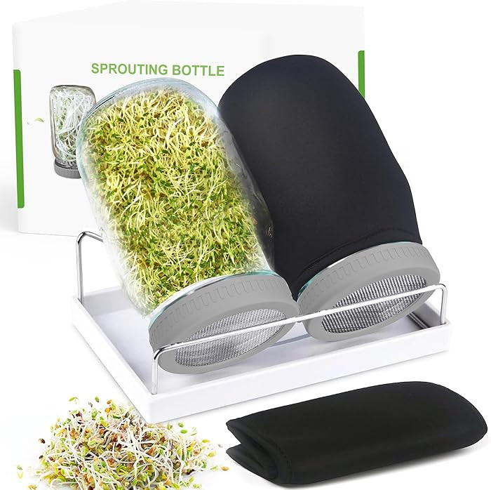 Organic Seed Sprouting Jar Kit – 2 × 32 oz Wide-Mouth Mason Jars with Stainless-Steel Sprouter... | Amazon (US)