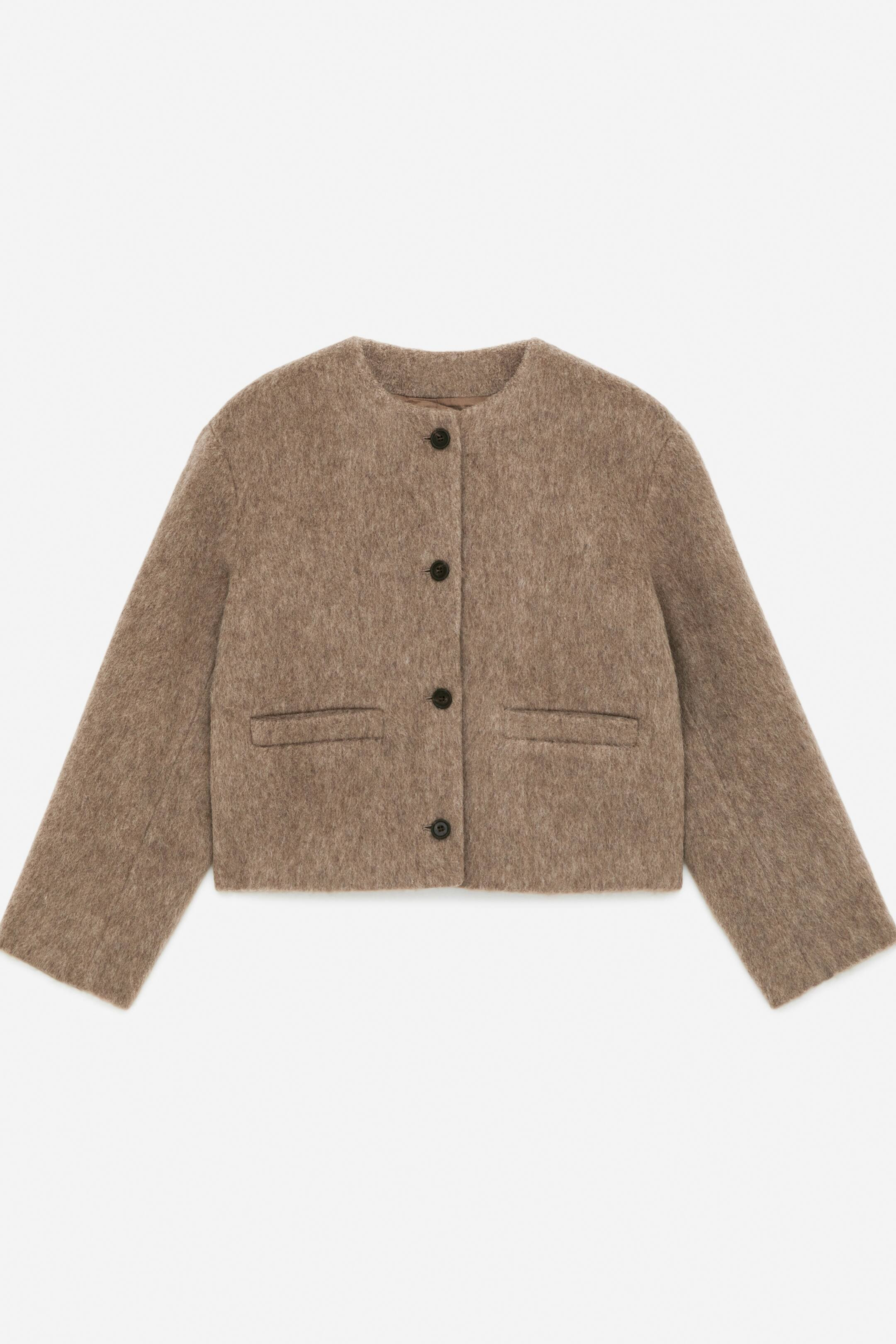 Brushed Wool-Blend Jacket - Dark Beige - Ladies | H&M GB | H&M (UK, MY, IN, SG, PH, TW, HK)
