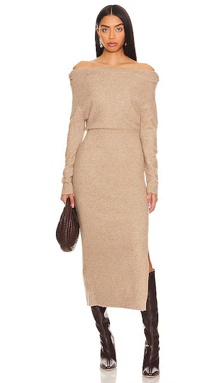 Cora Sweater Dress in Taupe | Revolve Clothing (Global)