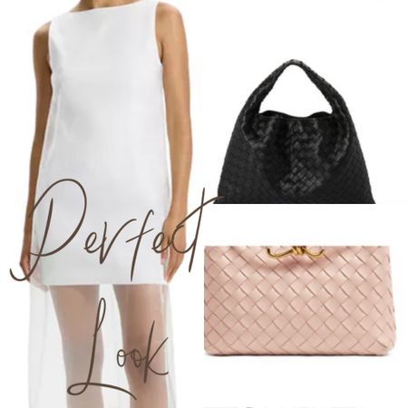 How much do we love this look? Stunning white shift with organza layering paired with two gorgeous woven leather bags. This is the outfit to rock to a party, wedding or just out to special dinner. Bags are day to night. 

#LTKSeasonal #LTKstyletip #LTKitbag
