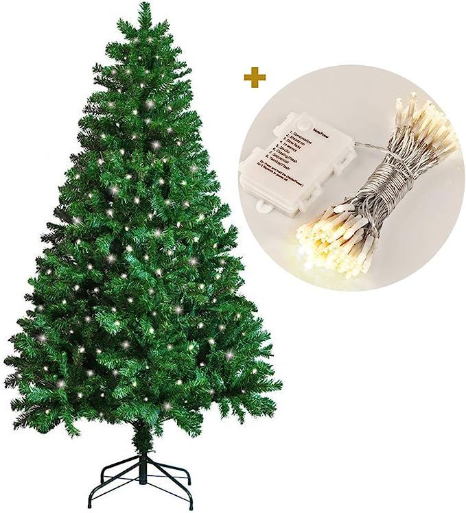 koopower 1.8M/ 6FT Artificial Christmas Tree + 100 LEDs Battery Operated Xmas Fairy String Lights... | Amazon (UK)