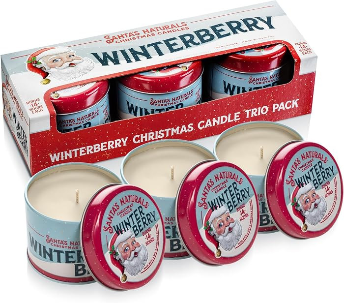 Santa's Naturals Winter Berry Christmas Mini Candles Gift Set for Holidays, Soy & Beeswax Blend, ... | Amazon (US)