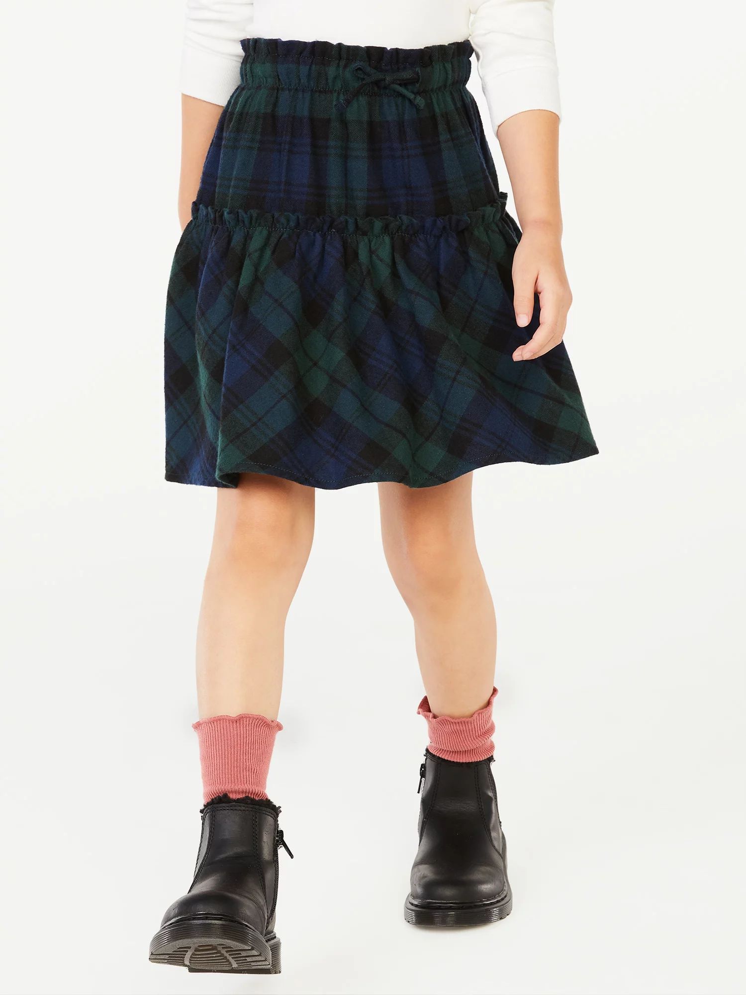 Free Assembly Girls’ Tiered Plaid Mini Skirt, Sizes 4-18 - Walmart.com | Walmart (US)