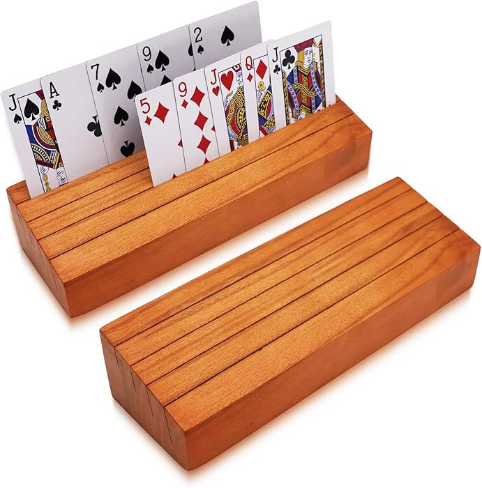 Wooden Card Holders for Playing Cards Holder Stand Wood Playing Card Holder for Kids Canasta Hold... | Amazon (US)