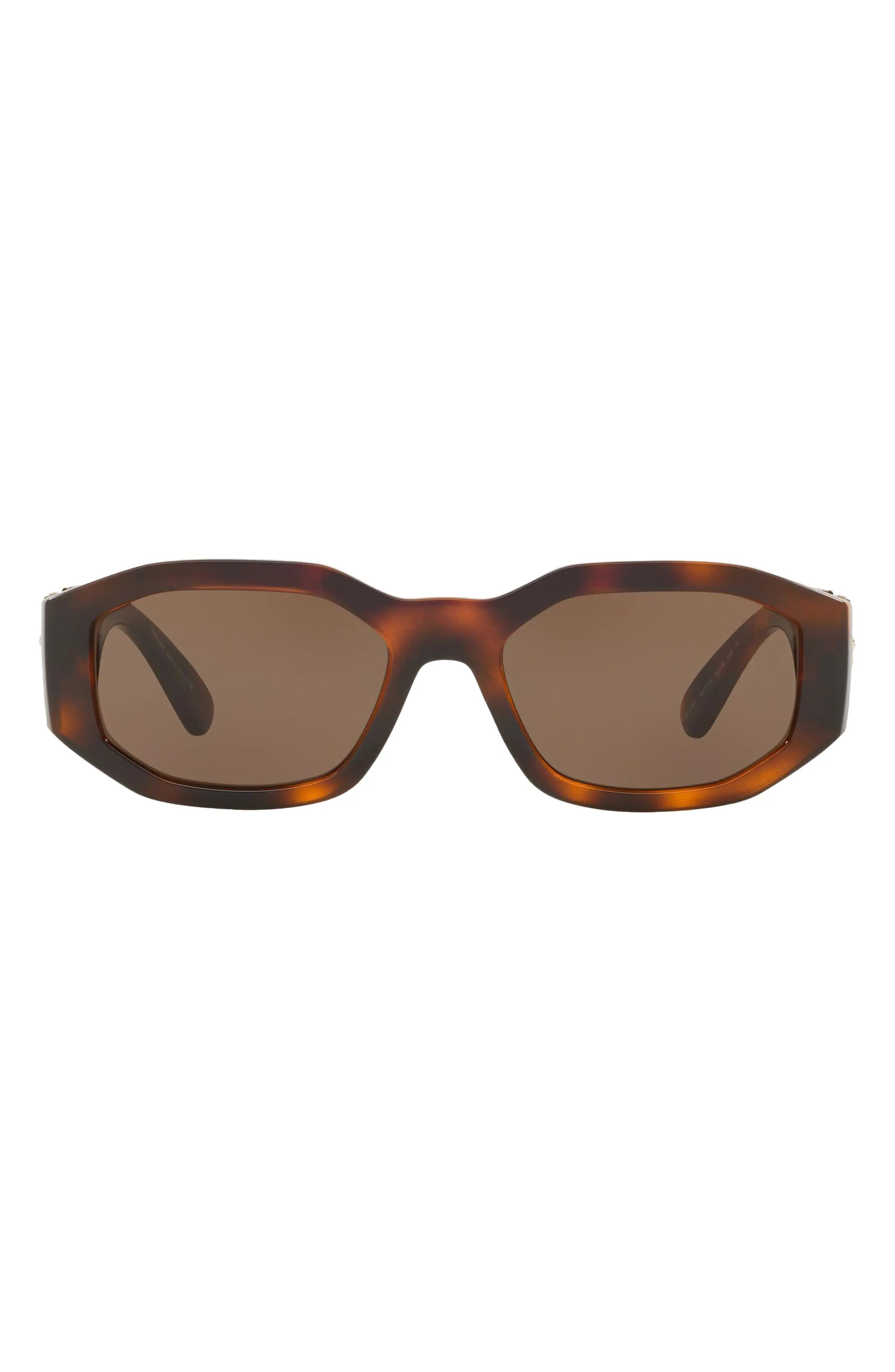 Versace Biggie 53mm Round Sunglasses in Havana/Brown Solid at Nordstrom | Nordstrom