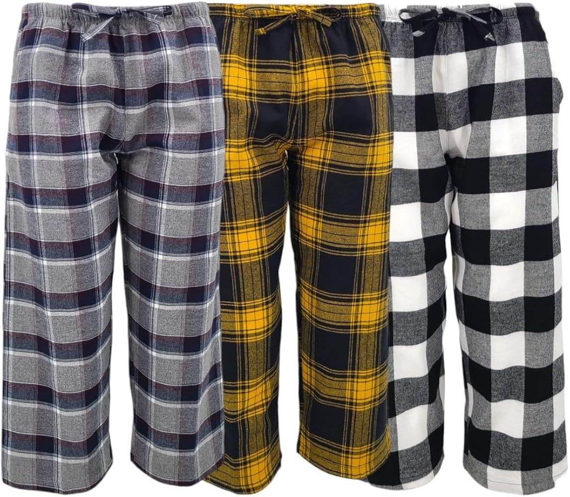 Sexy Basics Women's 3 Pack Cotton Flannel PJ Capri Bottoms | Lounge & Sleep Cropped Pants | Amazon (US)