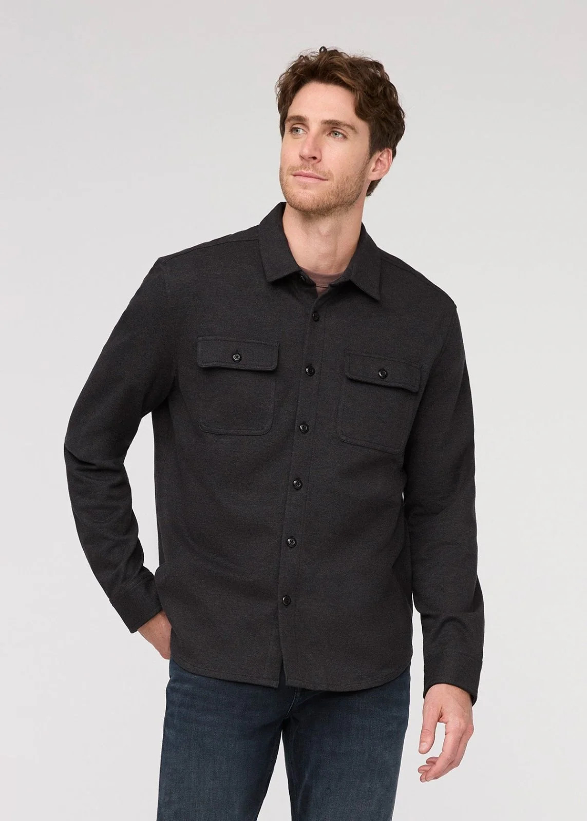 Performance Flannel Button Down - Heather Grey | DUER