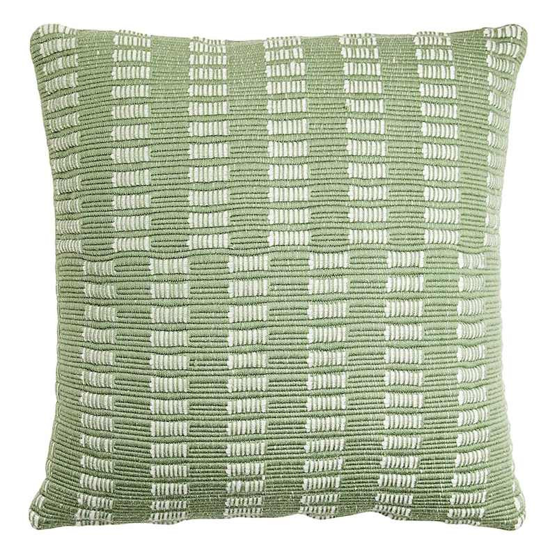 Honeybloom Green Textured Broken Stripe Square Outdoor Throw Pillow, 18" | At Home