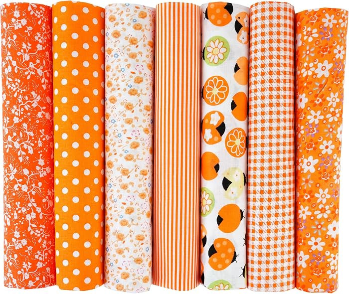 7PCS Flower Cotton Fabric Squares 20" x 20" Fat Quarter Fabric Bundles Craft Fabric for Patchwork... | Amazon (US)