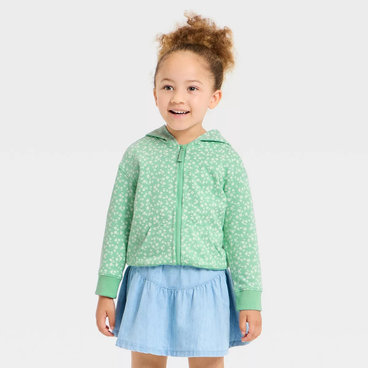 Toddler Girls' Floral French Terry Hoodie - Cat & Jack™ Mint 2T | Target