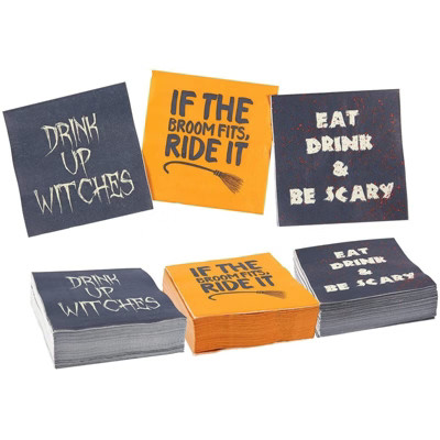 Blue Panda 150-Pack Halloween Disposable Cocktail Lunch Paper Napkins Party Supplies, 3 Designs | Target