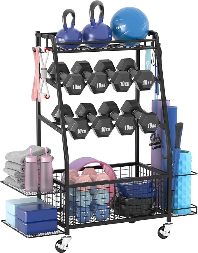 Weight Rack for Dumbbells - Home Gym Storage Rack - Dumbbell and Weight Organizer with 4 Flexible... | Amazon (US)