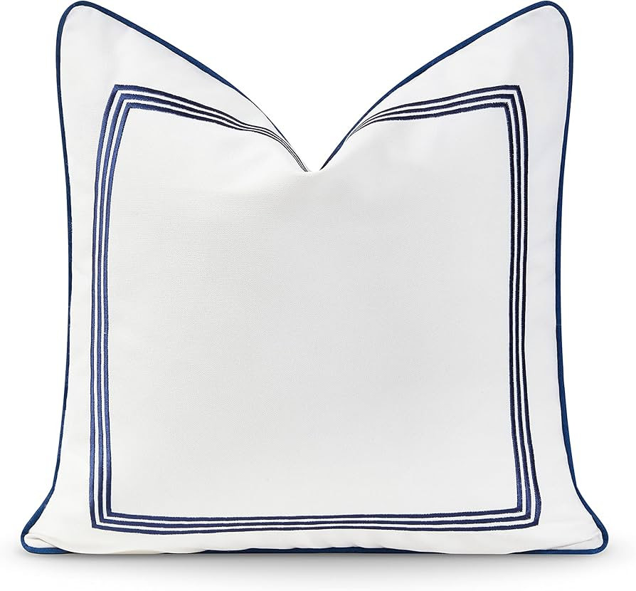 Hofdeco Premium Coastal Hampton Style Patio Indoor Outdoor Pillow Cover Only, 20"x20" Water Resis... | Amazon (US)