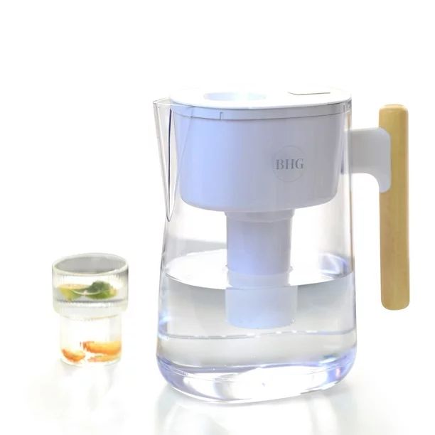 BHG White Water Filter Pitcher, 10 Cup, Brita Compatible, Wooden Handle - Size: 10"Hx6"Lx5"W inch... | Walmart (US)