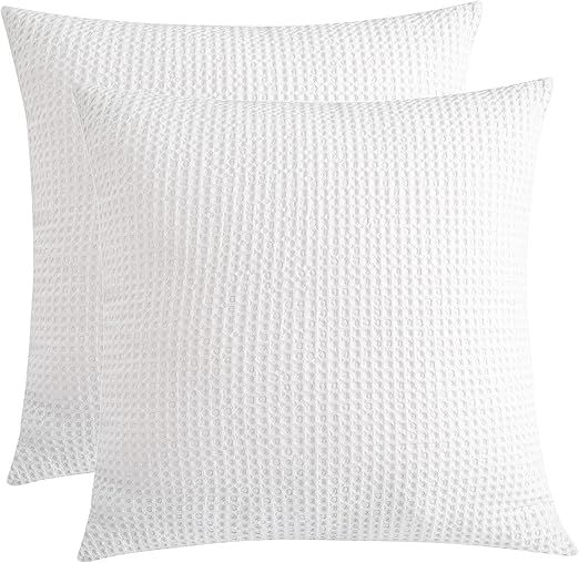 Cocoploceus Waffle Weave Euro Shams Set of 2 Euro Throw Pillow Covers 26"x26",Large Soft Comforta... | Amazon (US)