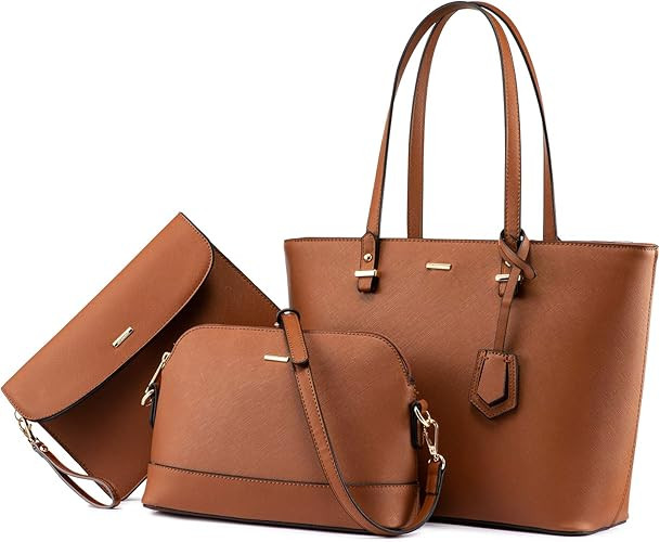 Handbags for Women Shoulder Bags Tote Satchel Hobo 3pcs Purse Set | Amazon (US)