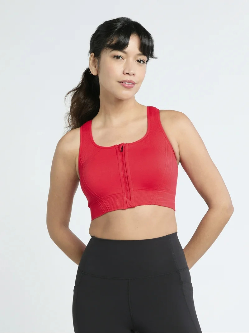 Avia Women's Medium Support Zip Front Sports Bra, Sizes S-XXXL | Walmart (US)