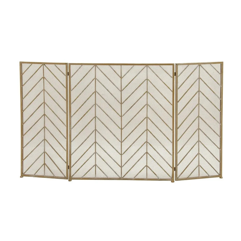 DecMode Metal Contemporary Fireplace Screen, Brass, 52"W | Walmart (US)
