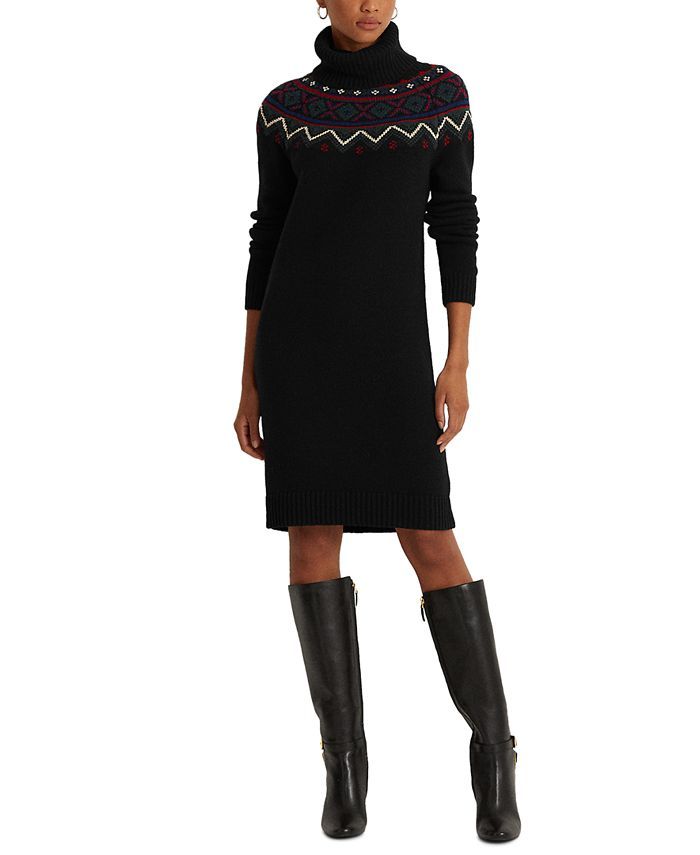 Lauren Ralph Lauren Fair Isle Turtleneck Sweater Dress & Reviews - Dresses - Women - Macy's | Macys (US)