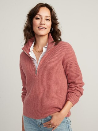 Rib-Knit Quarter-Zip Sweater for Women | Old Navy (US)
