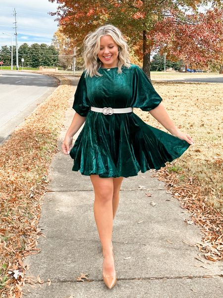 Green velvet holiday dress from red dress boutique size small. True to size. Spooky sale happening now! No code necessary! #holidayoutfitideas 

#LTKsalealert #LTKHoliday #LTKunder50