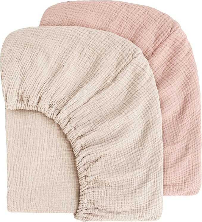 Muslin Crib Sheets for Baby Girls and Boys, Neutral Fitted Baby Bed Sheets for Standard Crib & To... | Amazon (US)