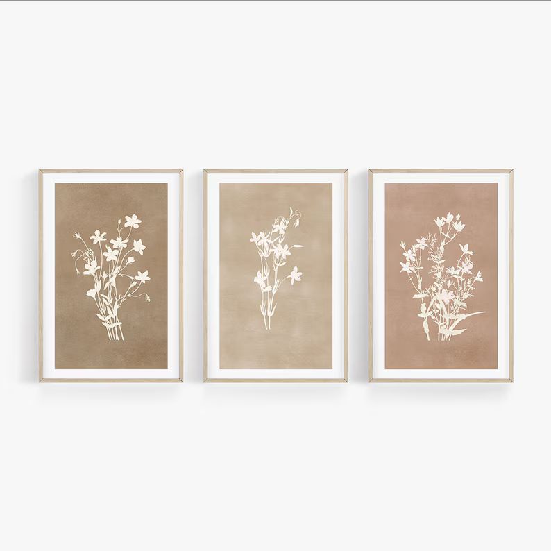 Wildflower Prints Set of 3 Watercolor Botanical Modern - Etsy | Etsy (US)