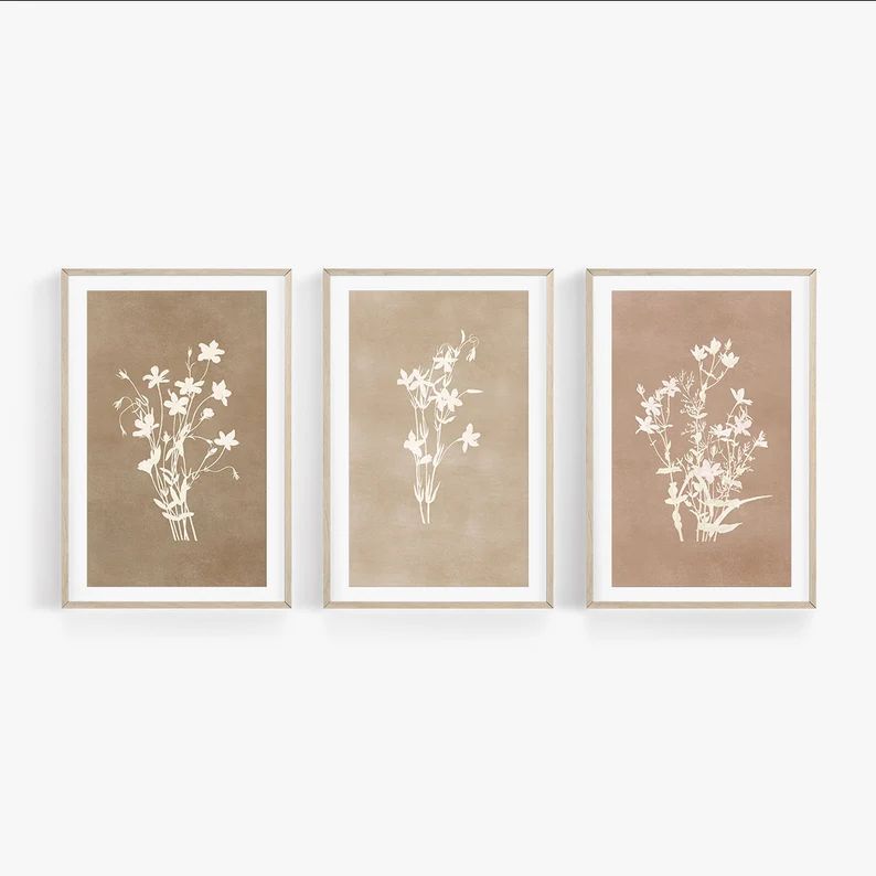 Wildflower Prints Set of 3 Watercolor Botanical Modern - Etsy | Etsy (US)