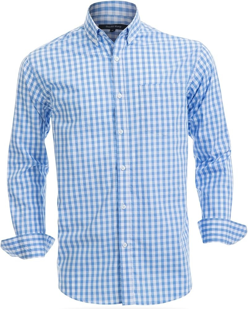 Double Pump Mens Button Down Shirts Cotton Long Sleeve Shirts Regular Fit | Amazon (US)