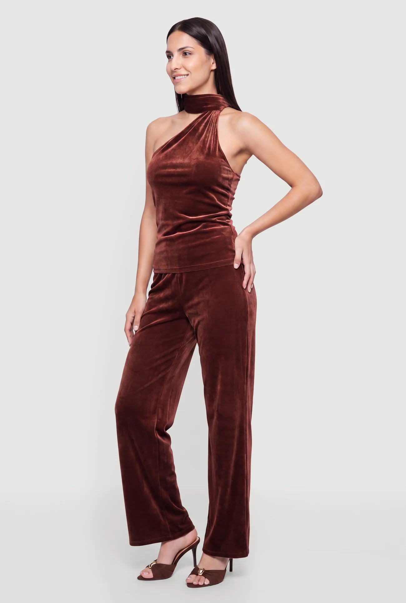 Velvet Scarf Neck Tie Halter Top | Rainbow Shops