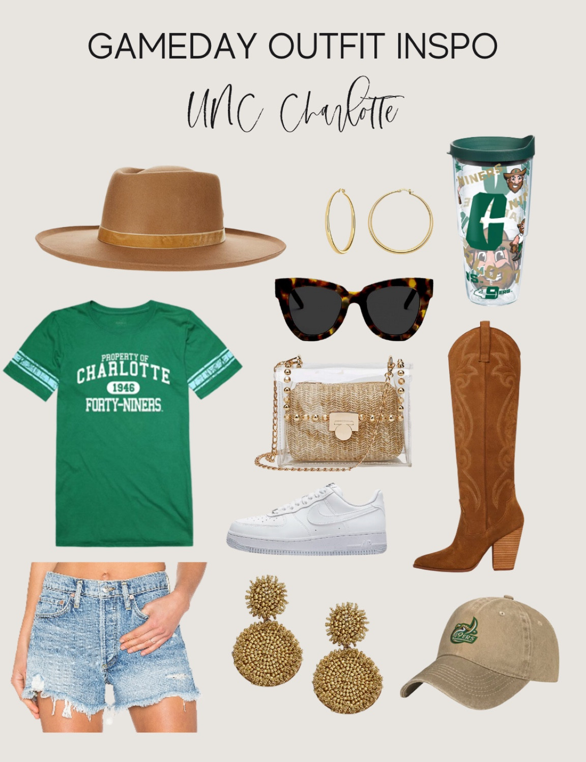 university of North Carolina charlotte. Charlotte 49ers. Football Gameday Outfit. College Football Outfit. Game Day Attire. Hunter Green. North Carolina Football. 49er Football. Tailgate Outfit. Brown Cowgirl Boots. Charlotte Football. Tan Wide Brim hat.

#LTKunder50 #LTKunder100 #LTKU