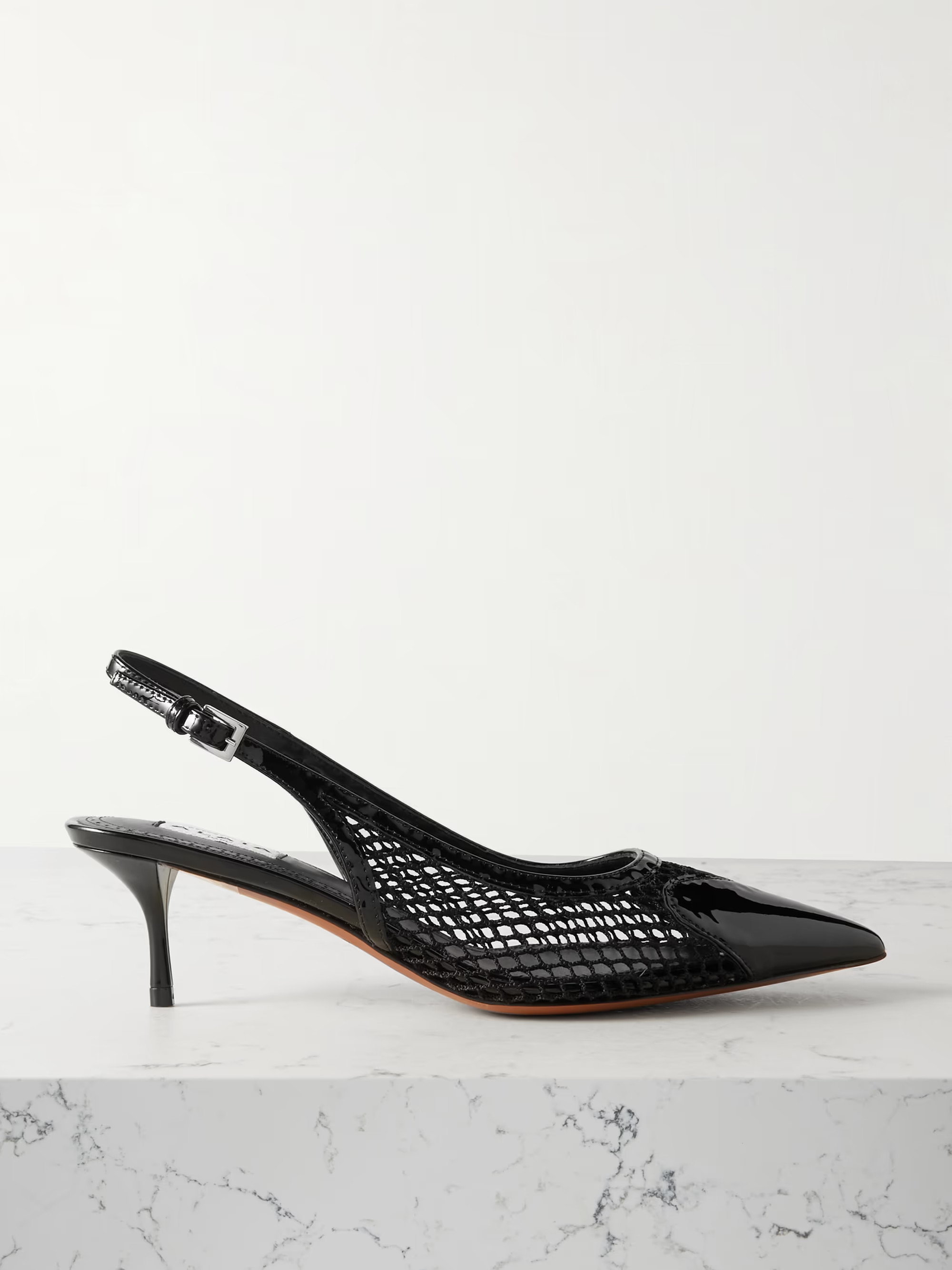 Le Coeur 55 mesh and patent-leather slingback pumps | NET-A-PORTER (UK & EU)