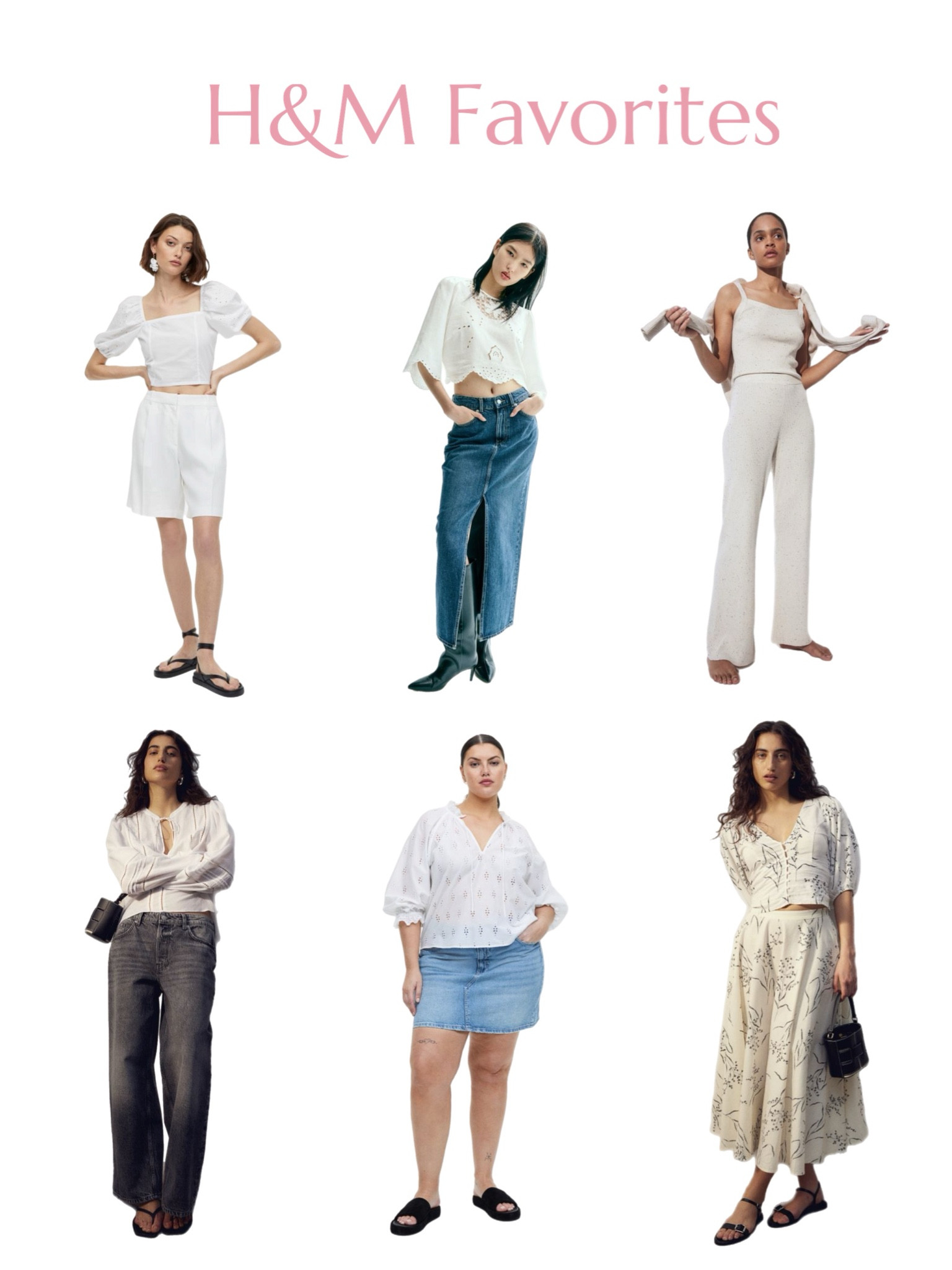 H&M Favorites linked! 

White tops, embroidered, loungewear, linen, denim shorts, sandals, soft denim skirt, bows, knitwear, high-rise, wide leg denim

 

#LTKshoecrush #LTKfindsunder50
