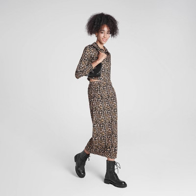 Women's Knit Ankle Skirt - Wild Fable™ Gold Leopard Print XS | Target