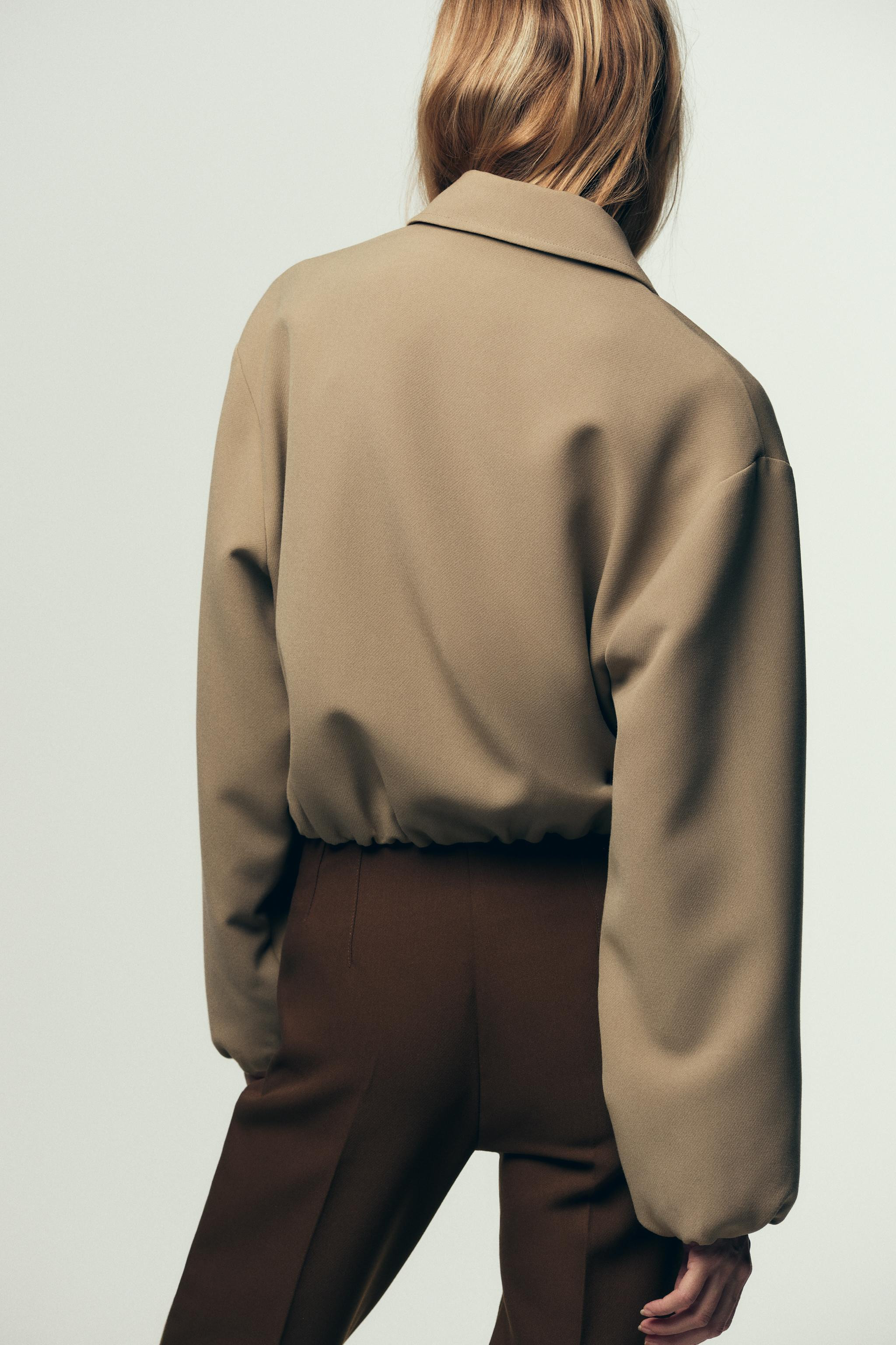 PUFFED ZIPPERED BOMBER JACKET$ 59.90 taupe brown Black Ecrutaupe brown | 8372/246/704Add to cartA... | Zara US