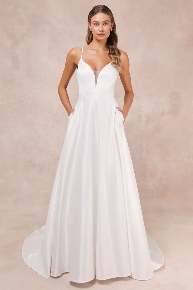 Exceptional Passion White Satin Cutout Maxi Dress With Pockets | Lulus