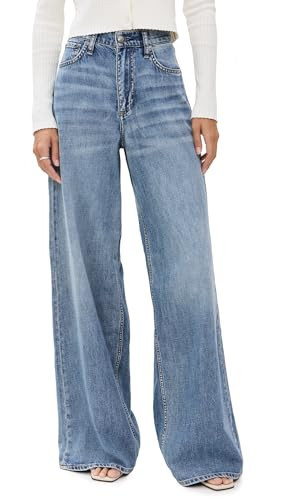 rag & bone Women's Featherweight Sofie High Rise Wide Jeans, Beverly, Blue, 29 | Amazon (US)