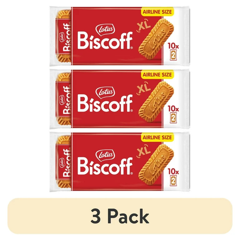 (3 pack) Lotus XL Biscoff Cookies, 10 Snack Packs of 2 Cookies, 8.8 oz, Classic Airline Size | Walmart (US)