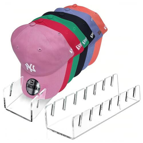 Hat Organizer for Baseball Caps, 2 Pcs No Install Acrylic Hat Stand for 14 Baseball Caps, Hat Racks for Caps Display and Organizer for Bedroom, Closet, Dresser, Office, Hat Holder | Amazon (US)