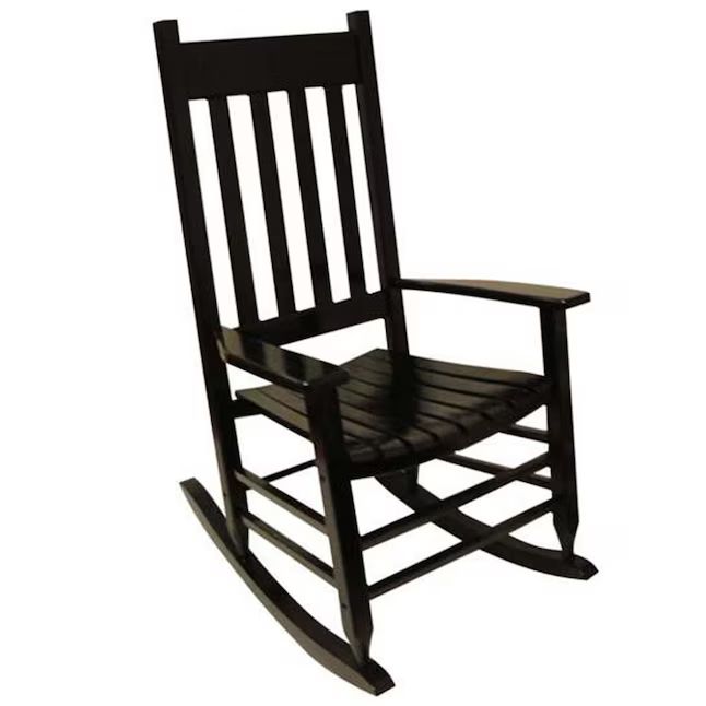 Style Selections Black Wood Frame Rocking Chair with Slat Seat | Lowe's