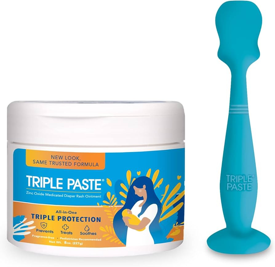Triple Paste Diaper Rash Cream and Spatula Bundle - 8 oz Zinc Oxide Ointment and Diaper Cream Spa... | Amazon (US)