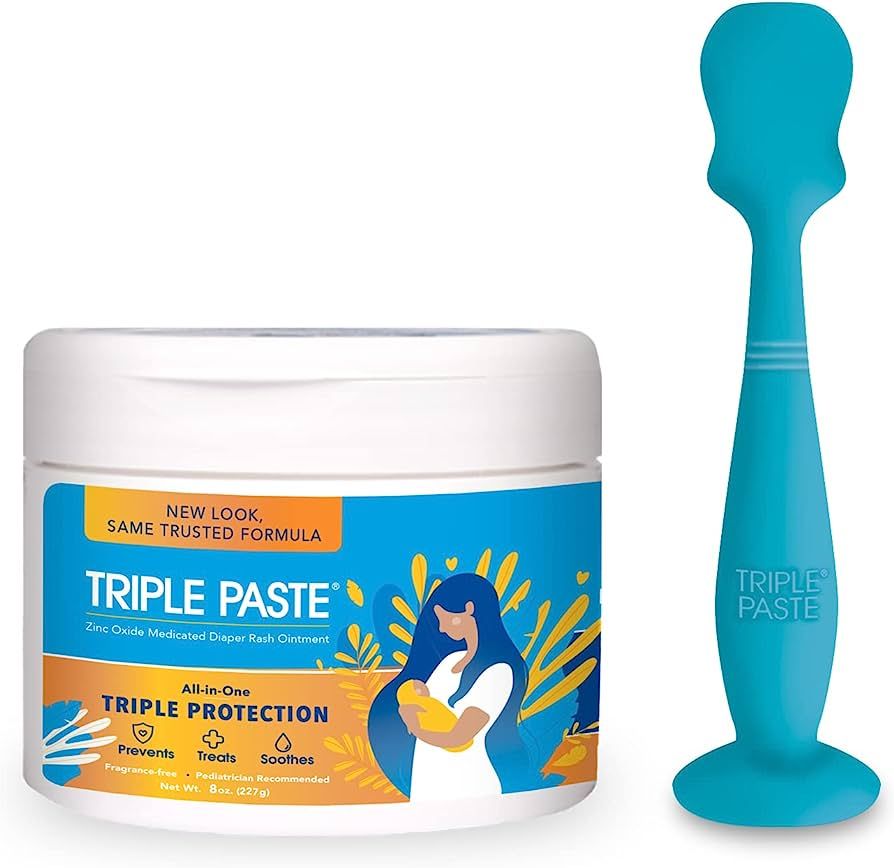Triple Paste Diaper Rash Cream and Spatula Bundle - 8 oz Zinc Oxide Ointment and Diaper Cream Spa... | Amazon (US)