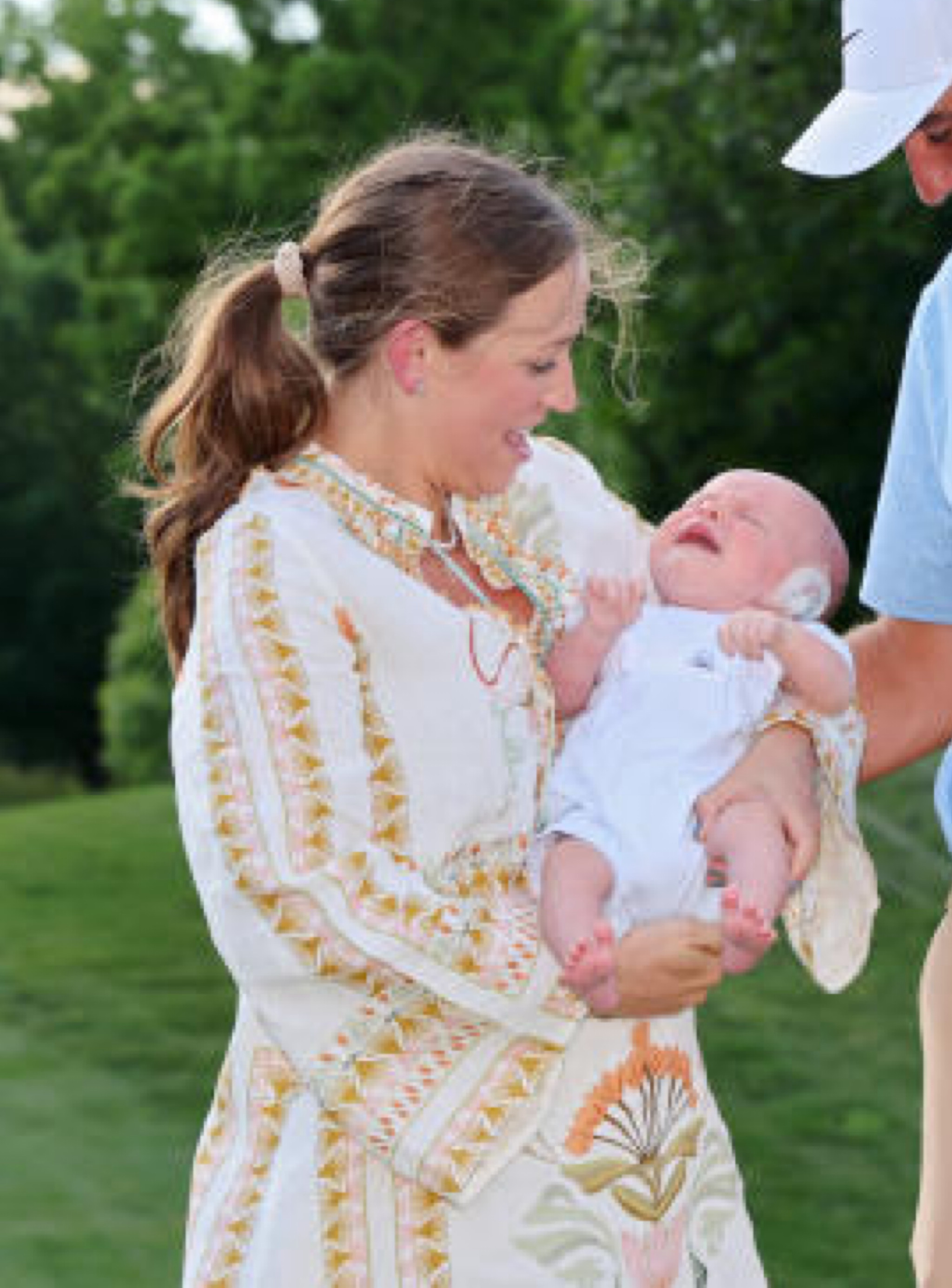 Meredith Scheffler’s embroidered lightweight linen keyhole front floral print ruffle edge mini dress  dress at the memorial tournament 

#LTKWedding #LTKBump #LTKStyleTip